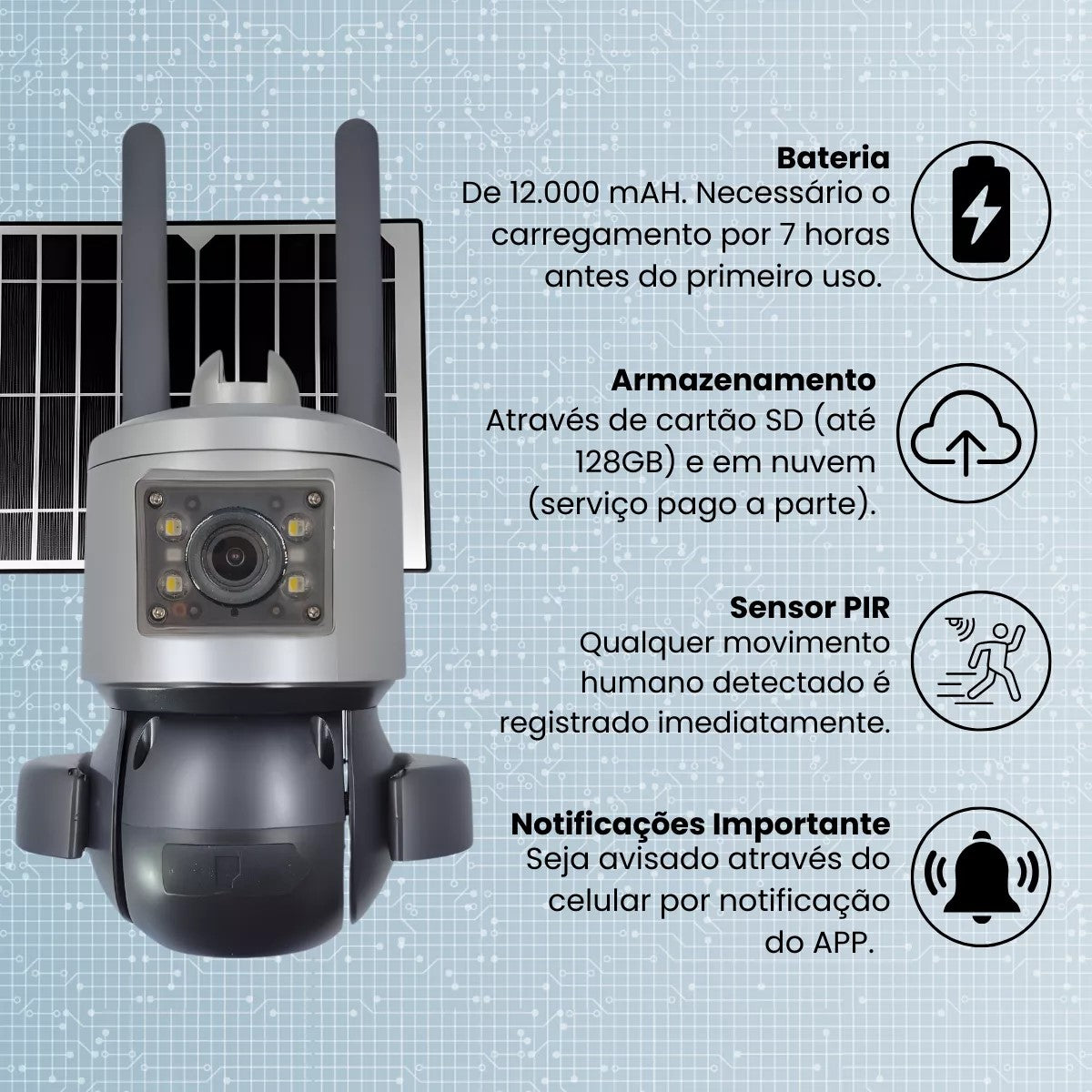 Câmera Energia Solar Wi-fi 5g C/ Chip 4g Monitorar Área Rural