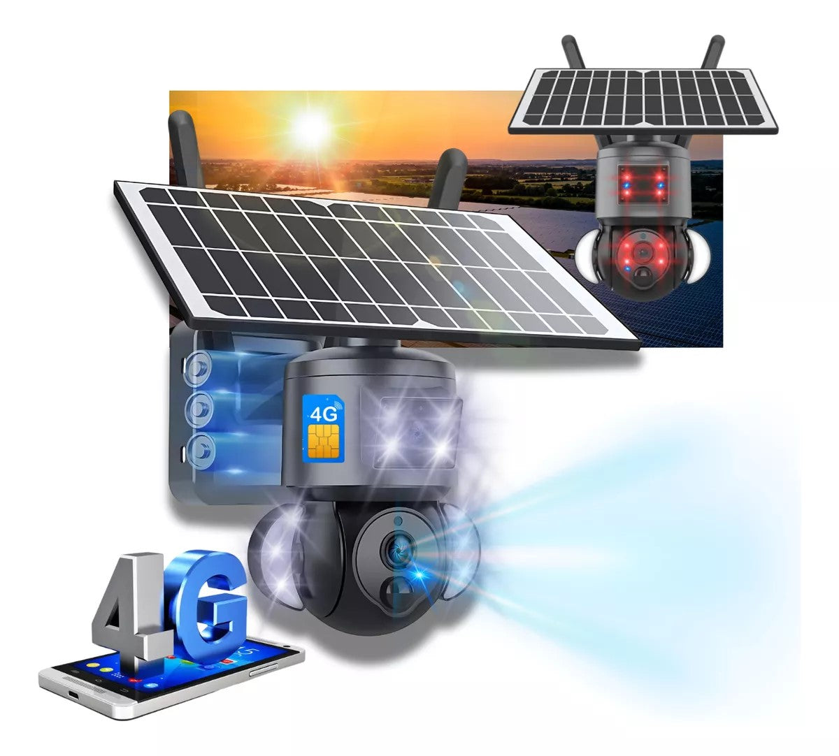 Câmera Energia Solar Wi-fi 5g C/ Chip 4g Monitorar Área Rural
