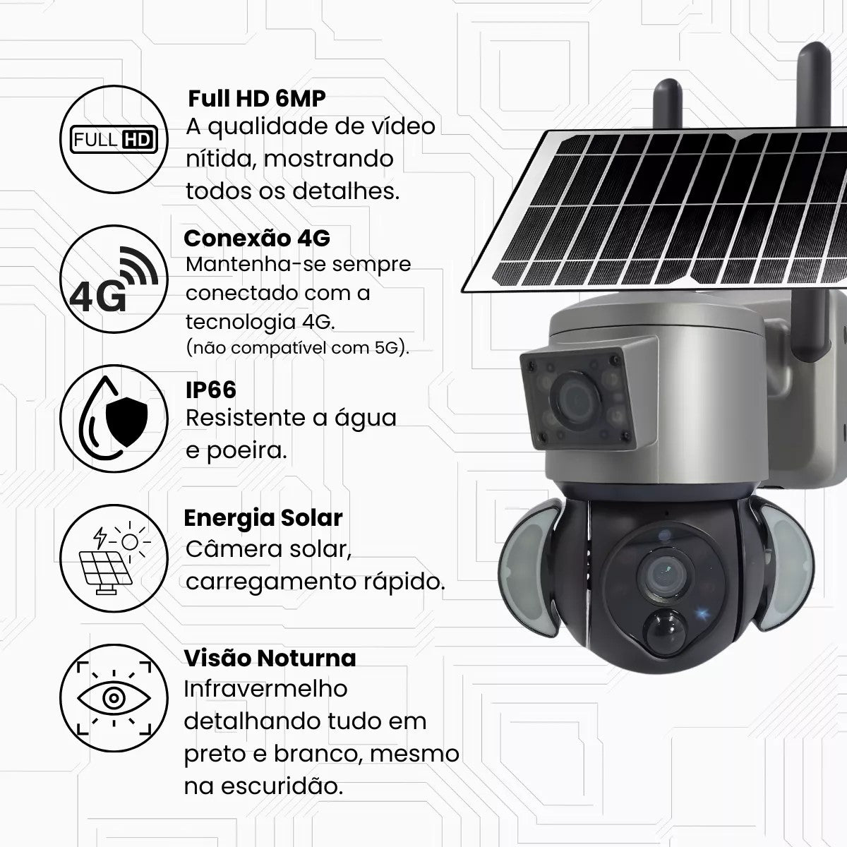 Câmera Energia Solar Wi-fi 5g C/ Chip 4g Monitorar Área Rural