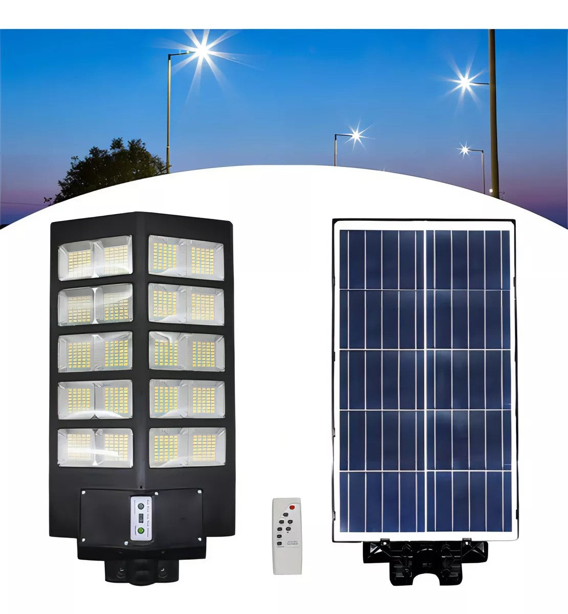 Luminária Solar Pública Poste Rua Led 1000w Com Sensor Cor Preto