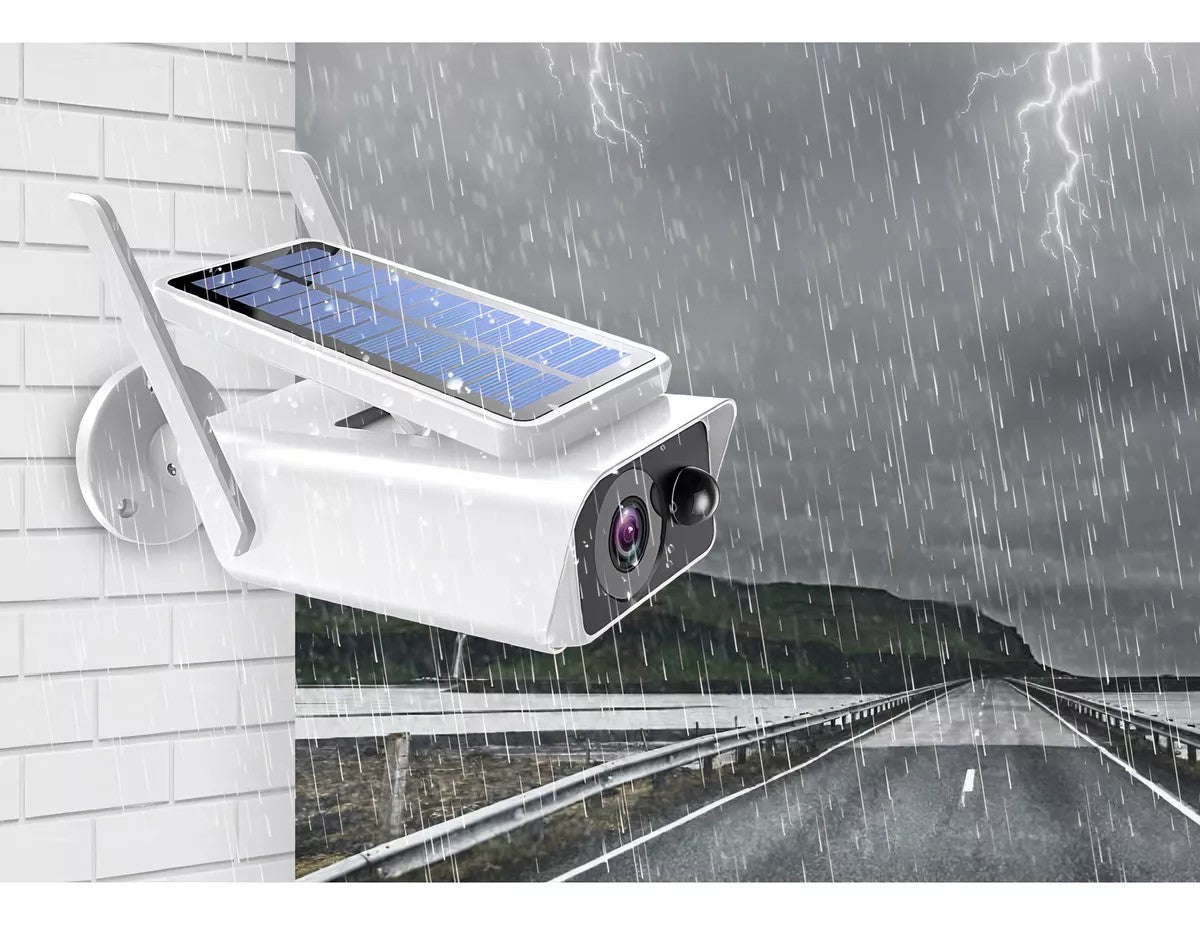 Câmera Ip Bullet Segurança Wifi Ip66 Energia Solar Full Hd Cor Branco