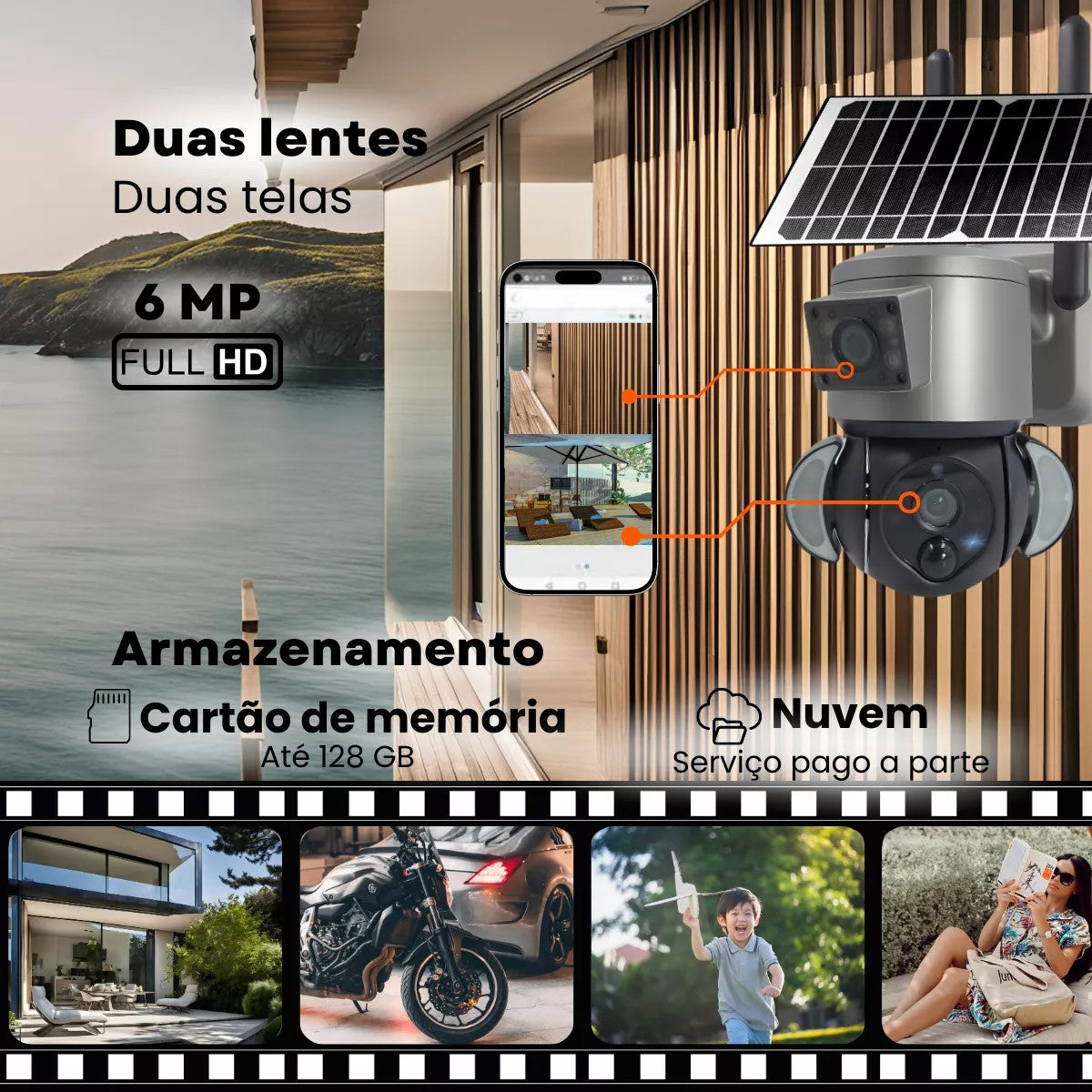 Câmera Energia Solar Wi-fi 5g C/ Chip 4g Monitorar Área Rural