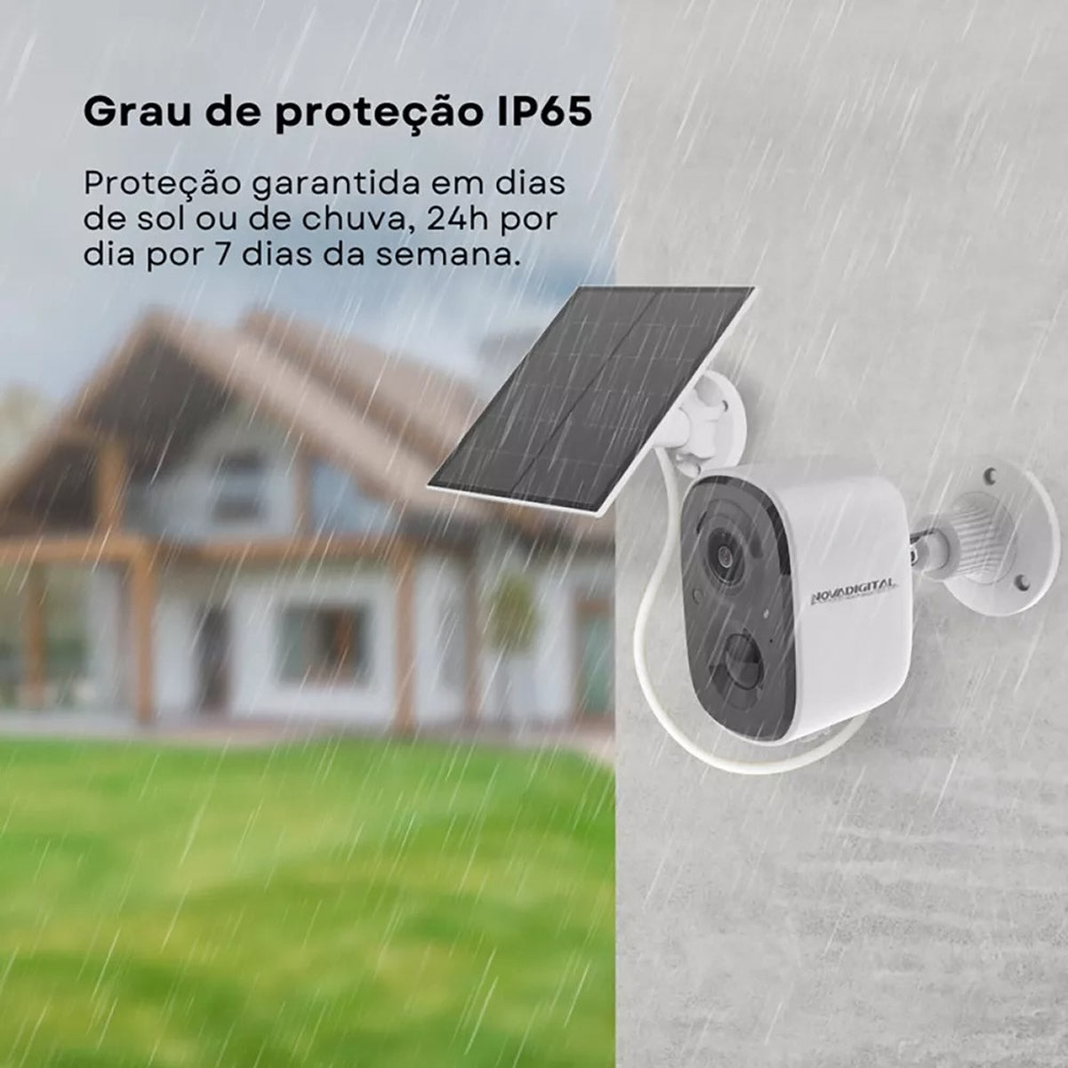 Câmera Inteligente Wifi Novadigital Externa Bateria Solar HD Nuvem IA IP Alexa APP Vico Home