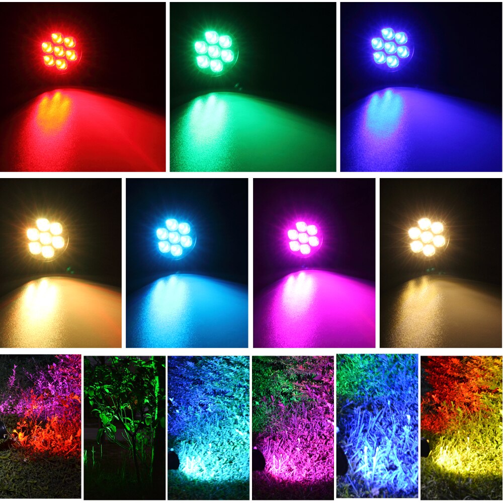 Iluminação Para Jardim Estilo Holofote de 7 Cores Solar com Ângulo Ajustável