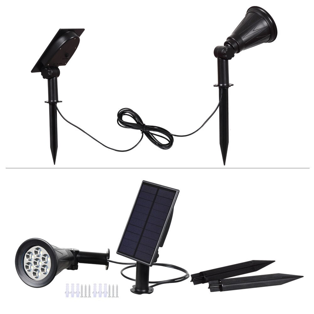Iluminação Para Jardim Estilo Holofote de 7 Cores Solar com Ângulo Ajustável