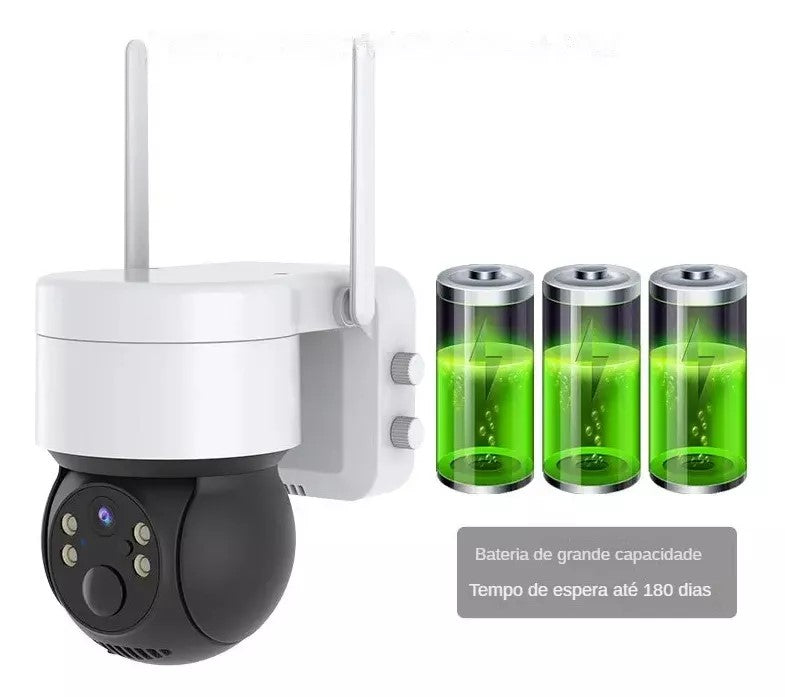 Kit 2 Câmera Segurança Externa E Interna Wifi Placa Solar Hd