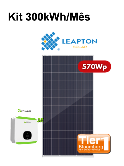 Kit Energia Solar para 300kWh/mês