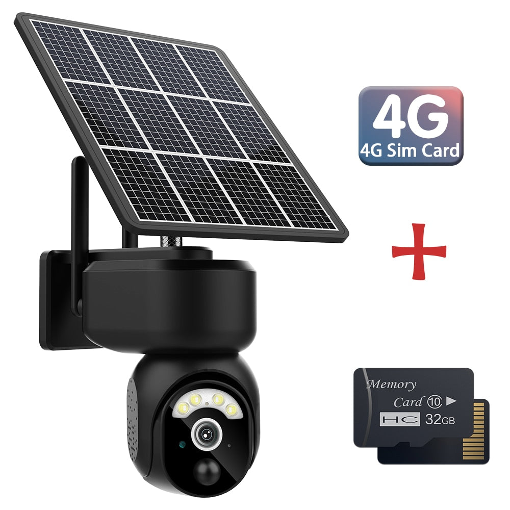 Câmera de Segurança Painel Solar 10W, 4MP, 4G