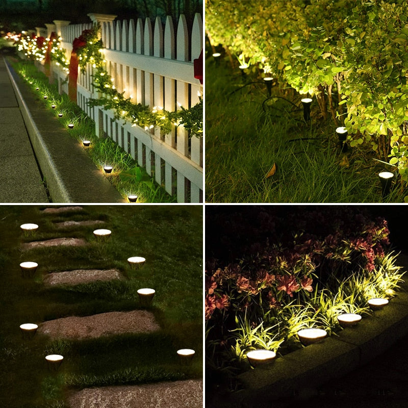 Lâmpada Solar de 2 a 10 leds à prova d'água para decoração de jardim, áreas externas, caminho, quintal, gramado